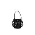 Urban Trends Collection Bamboo Round Bellied Lantern w/Rope Handle, Hurricane Glass Candle Holder & Coated Black - Small 57614
